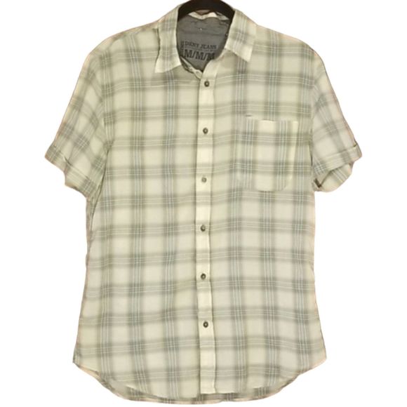 DKNY Plaid Collared Short Sleeve Shirt Men's Size Medium - Picture 1 of 6